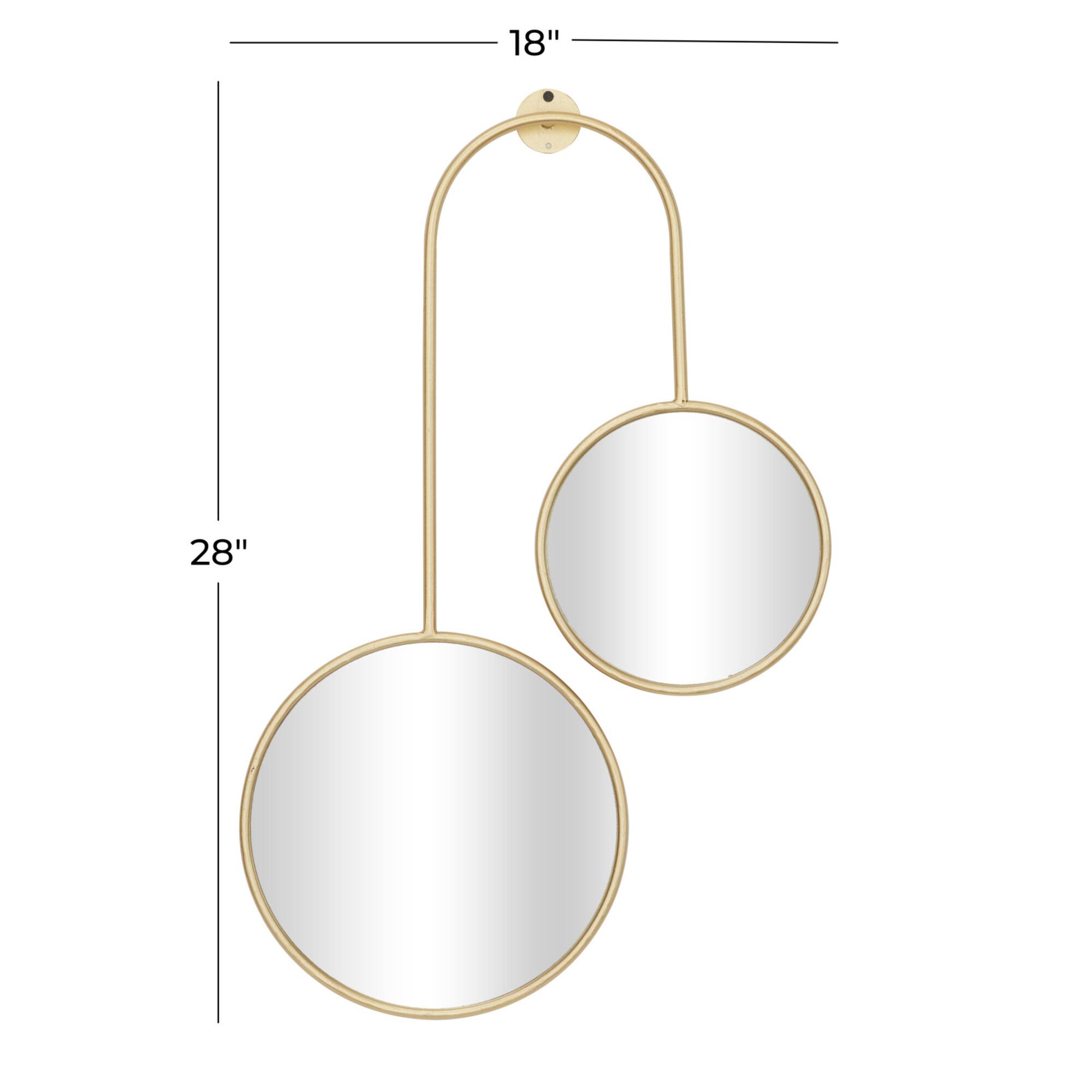 Gold Metal Modern Wall Mirror, Set of 28" x 18" x 1"